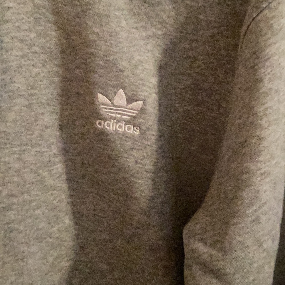 Adidas Heather Gray Pullover Hoodie Unisex Size Medium - Picture 3 of 8